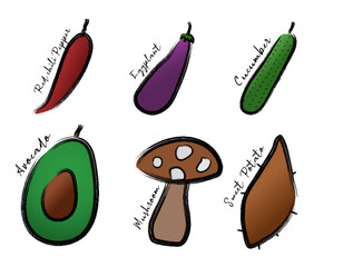 Set of vegetables in vector