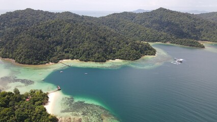 Aerial View of The Manukan, Mamutik and Sapi Islands of Kota Kinabalu, Sabah Malaysia