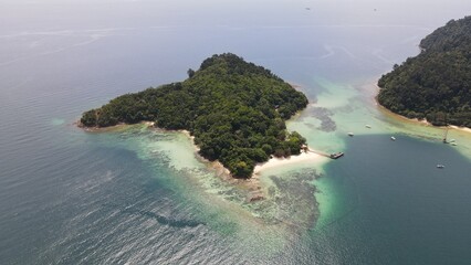Aerial View of The Manukan, Mamutik and Sapi Islands of Kota Kinabalu, Sabah Malaysia