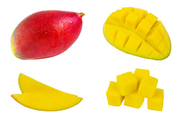 Mango isolated on a white background. Tropical ripe fruits