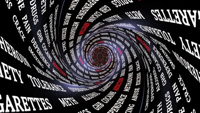ADDICTION Keywords on the Tunnel Walls, Animation, Background, Loop
