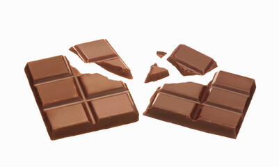 Broken dark chocolate bar and stacks - 510802812