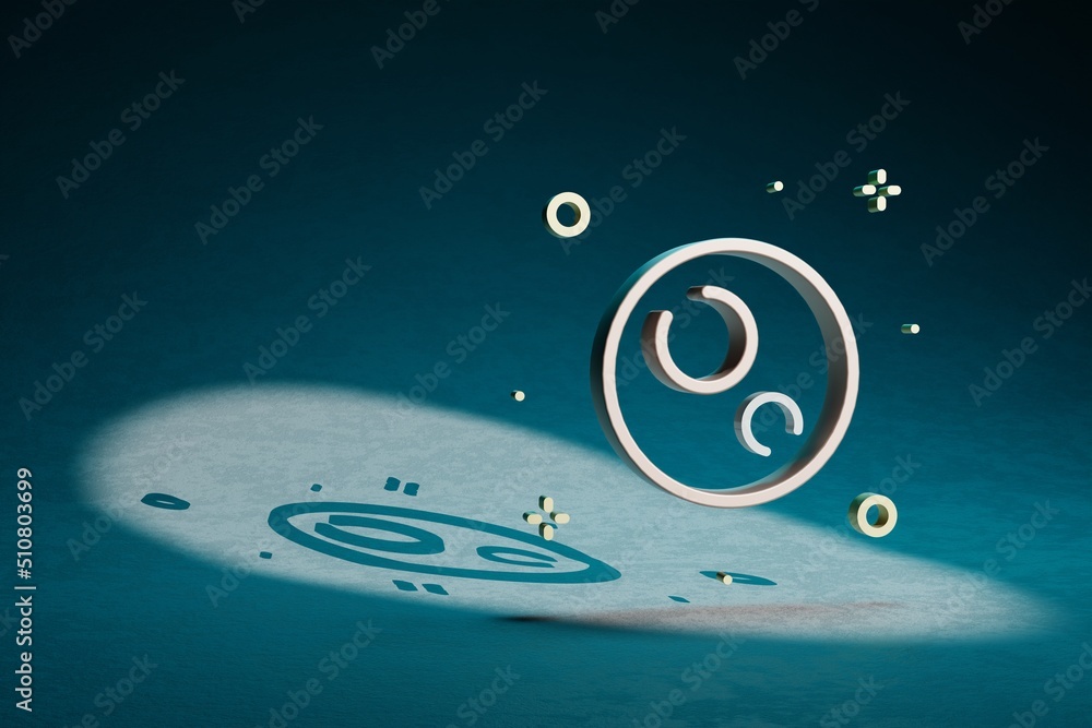 Poster beautiful abstract illustrations planet and start symbol icon on a dark blue background. 3d renderin