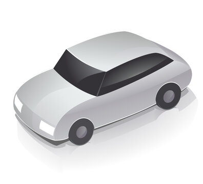 metallic gray car on a white background