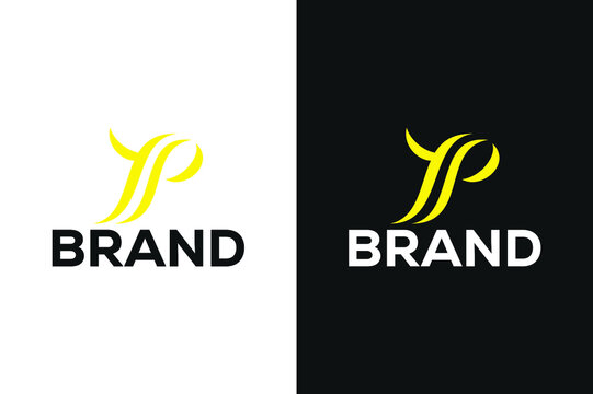YP, PY letter initials text alphabet logo design.