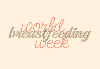 vector illustration. paper cut out postcard . worldbreastfeedingweek. written and slanted text cut out of paper