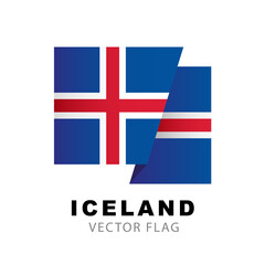 Fototapeta premium Colorful Icelandic flag logo. Iceland flag. Vector illustration isolated on white background.