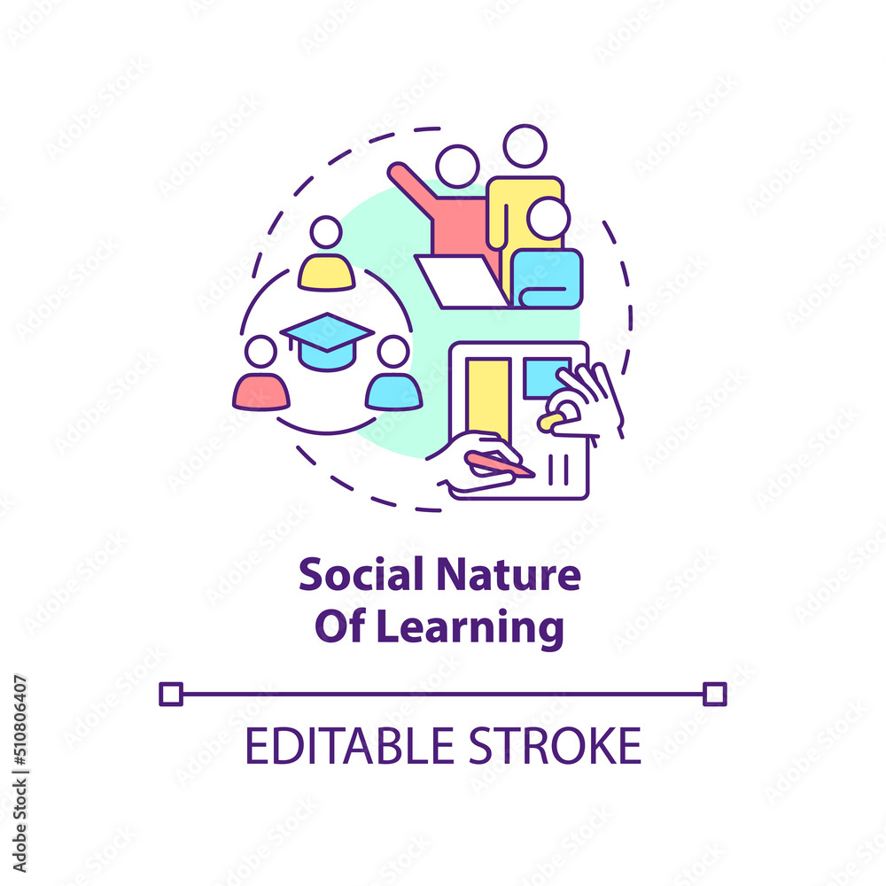 Aufkleber social nature of learning concept icon. class teamwork. principle of learning abstract idea thin lin