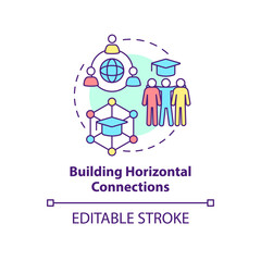 Building horizontal connections concept icon. Principle of learning abstract idea thin line illustration. Isolated outline drawing. Editable stroke. Arial, Myriad Pro-Bold fonts used