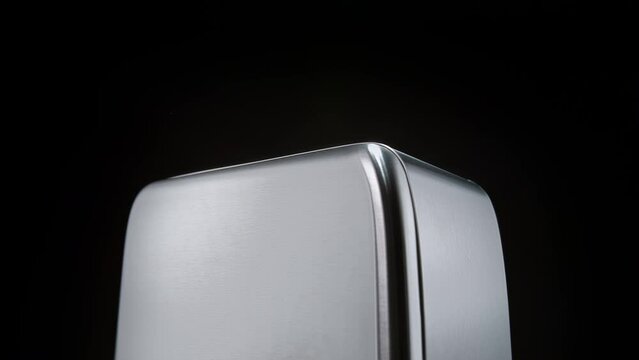 Crispy Golden Toasts Popping out of Silver Toaster on Black Background - Crane Shot, Slow Motion