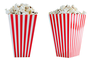 Popcorn in a paper bucket with striped