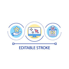 Web design loop concept icon. Use animated images. High quality pictures. Advanced SEO technique abstract idea thin line illustration. Isolated outline drawing. Editable stroke. Arial font used