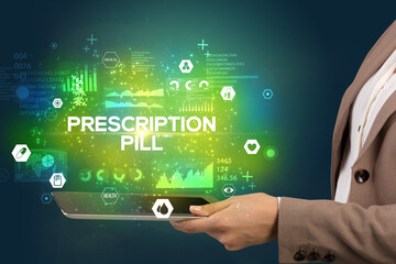 Close-up of a touchscreen with medical inscription