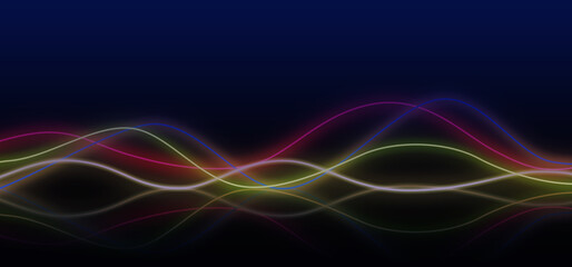 Naklejka premium abstract panoramic background, neon light, laser show, impulse, equalizer chart
