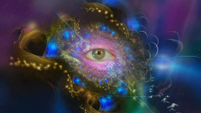 Eye in mystic cosmic fractal animation