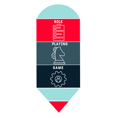RPG - Role-Playing Game acronym. business concept background.  vector illustration concept with keywords and icons. lettering illustration with icons for web banner, flyer, landing pag