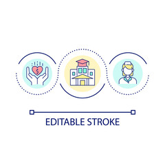 Nurse training program loop concept icon. Certified nursing assistant abstract idea thin line illustration. Professional certification. Isolated outline drawing. Editable stroke. Arial font used