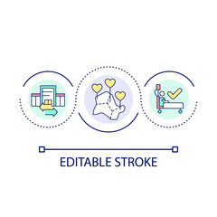 Investment in public hospitals loop concept icon. Public health care system improvement abstract idea thin line illustration. Isolated outline drawing. Editable stroke. Arial font used