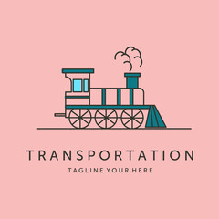 old train locomotive line art logo vector symbol illustration design © garisium