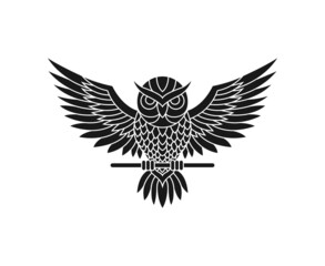 owl silhouette logo design vector template