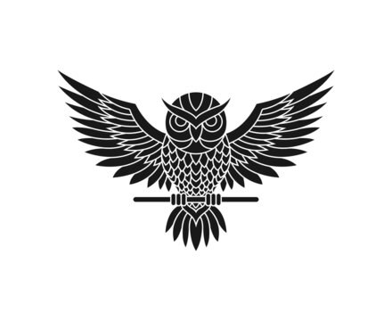 owl silhouette logo design vector template