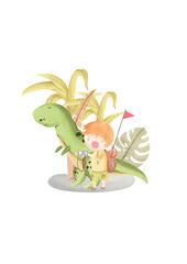 Watercolor Dinosaur A4 Poster - Nursery ancient dino land frames