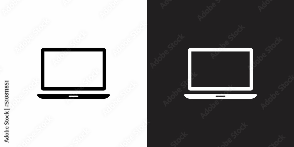 Poster laptop computer icon vector isolated on a monochrome background