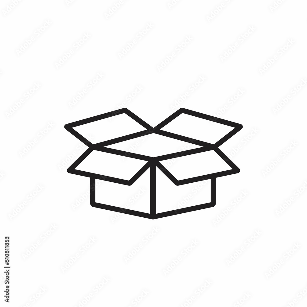 Poster open cardboard box icon vector in line style