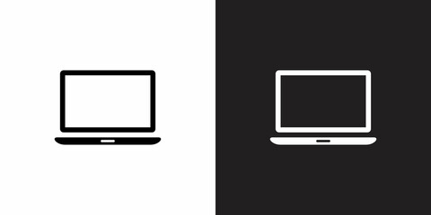 Laptop computer icon vector isolated on a monochrome background