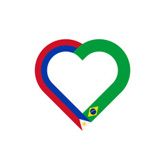 unity concept. heart ribbon icon of philippines and brazil flags. vector illustration isolated on black background