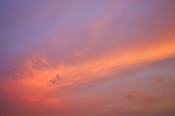Sunset sky, clouds painted in bright colors over Kyiv