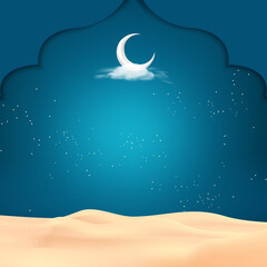 Fototapeta na wymiar islamic background with crescent moon. vector illustration.