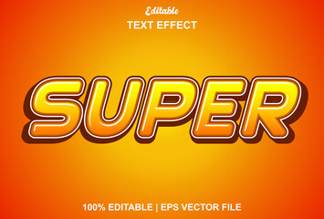 Fototapeta na wymiar super text effect with editable orange color