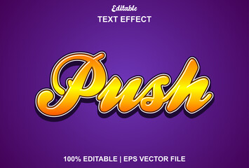 push text effect with orange and purple color editable
