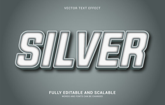 editable text effect, Silver style