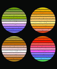 Vintage Sunset, Retro Sunset Collection Grunge Effect Vector Template, Sunset Background Clipart Vector illustration.