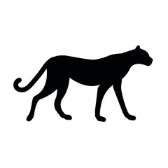 Vector flat hand drawn cheetah silhouette isolated on white background