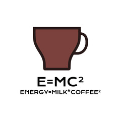 Vector logo with coffee cup and physics formula