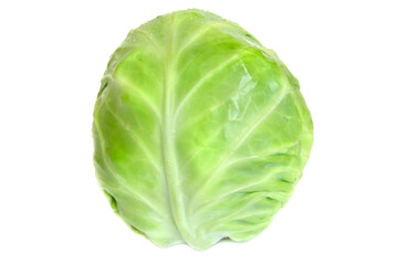 Fototapeta premium Green whole cabbage isolated on white background