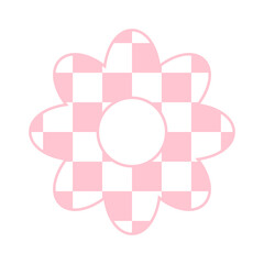 Fototapeta premium Vector flat flower with pink chess board checkered texture isolated on white background