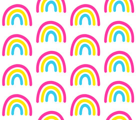 Vector seamless pattern of hand drawn doodle sketch pansexual flag rainbow isolated on white background