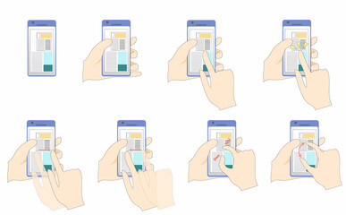 青いスマホ操作画面あり