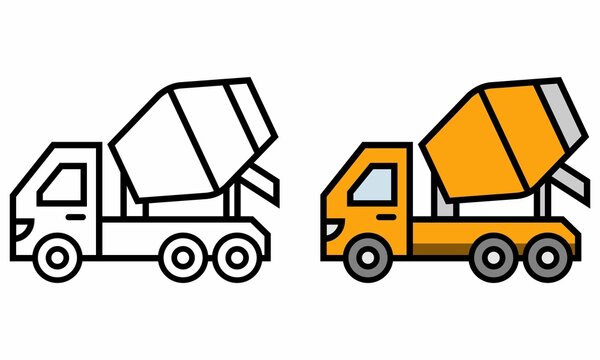 Illustration Vector Graphic of mixer truck, vehicle construction, work icon