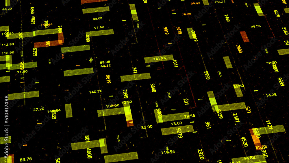 Poster abstract background with data network and analysis in process, seamless loop. animation. encrypted i