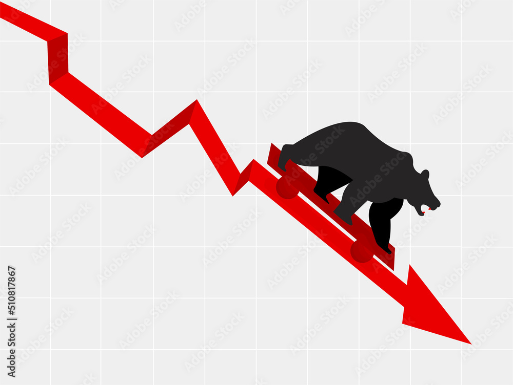 Wall mural Illustration of bear market and downward trend in stock and economic market 