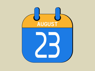 Day 23 august calendar template. Blue calendar for august days.