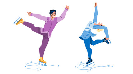 figure skating vector. skater dance, winter professional competition arena, sport show figure skating character. people flat cartoon illustration © sevector