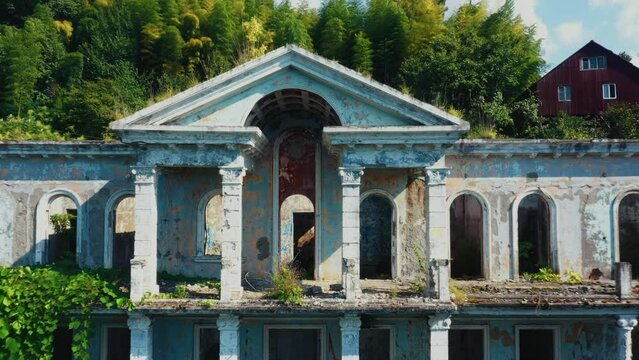 old Georgian hotel. abandoned buildings in batumi. ruined hotel in georgia
