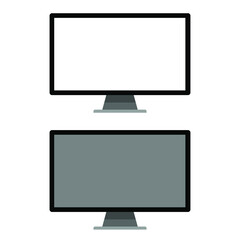Monitor keyboard and mouse illustration isolated on color background flat cartoon style, idea of computer workplace, working table, work desk with pc image clipart image vector
