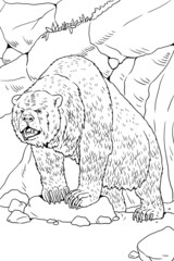 Obraz na płótnie Canvas Prehistoric animals - cave bear. Drawing with extinct animals. Template for coloring book.